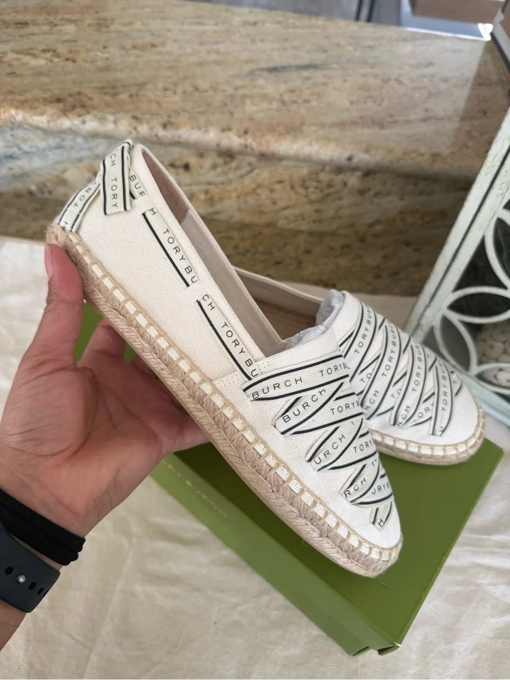 TORY RIBBON ESPADRILLE OLONA IT - CANVAS in new ivory color